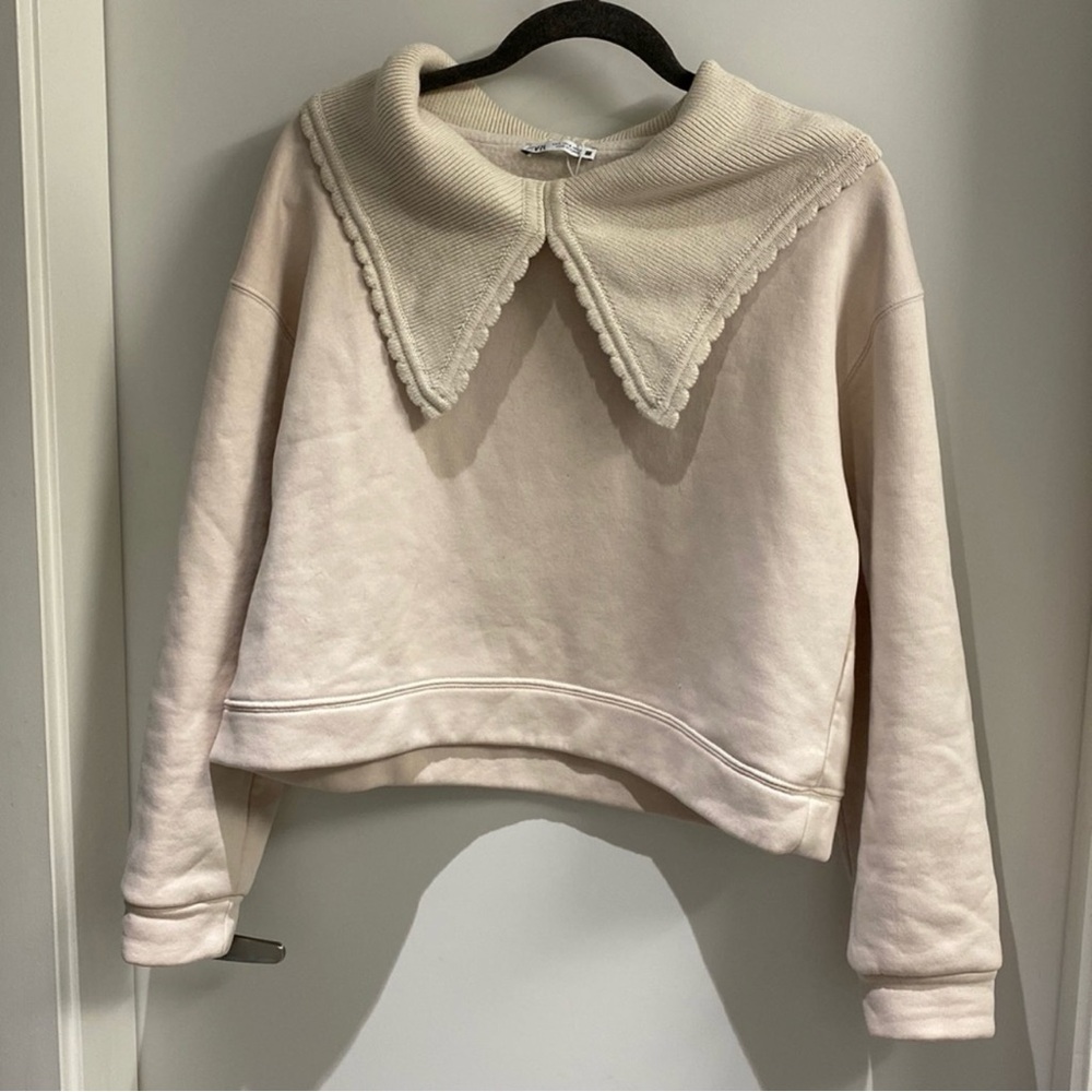 Zara Cream Collared Sweatshirt